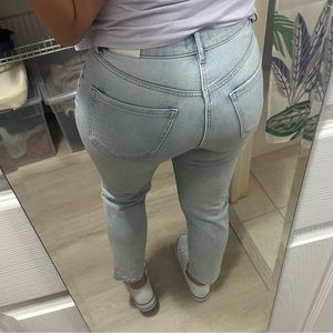 Express light wash crop jeans